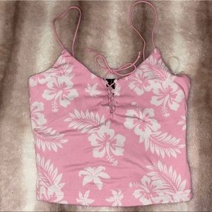 Pink, Hawaiian print tank top